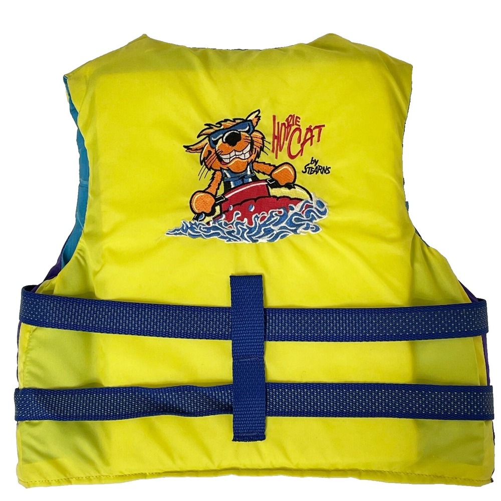 Hobie Cat by Sterns Life Jacket Youth Size 50 – 90 lbs Embroidered Yellow Purple